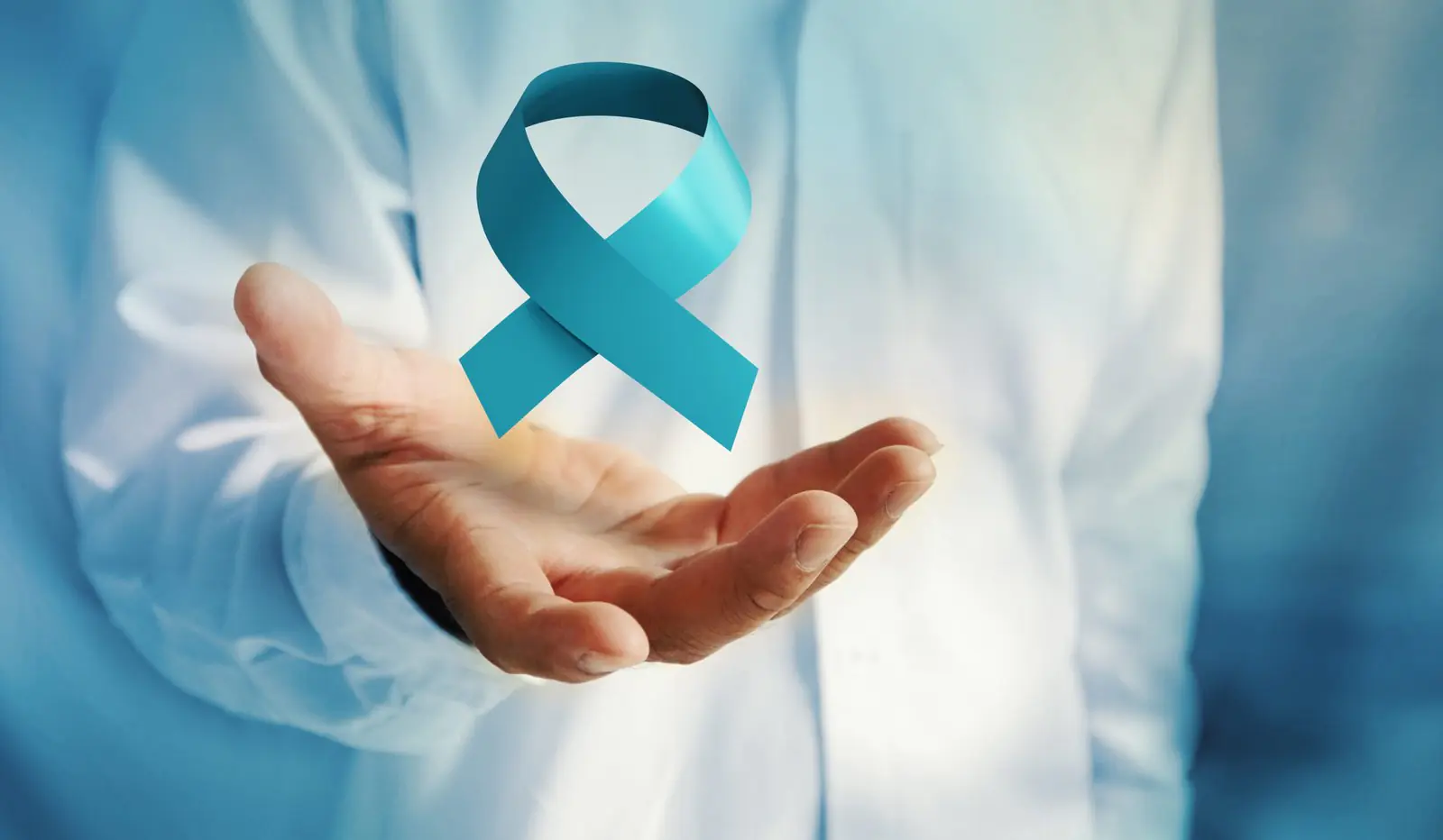 Blue ribbon representing prostate cancer awareness